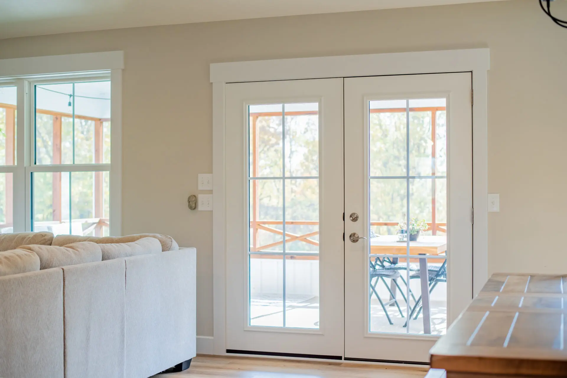 Patio door with modern handles