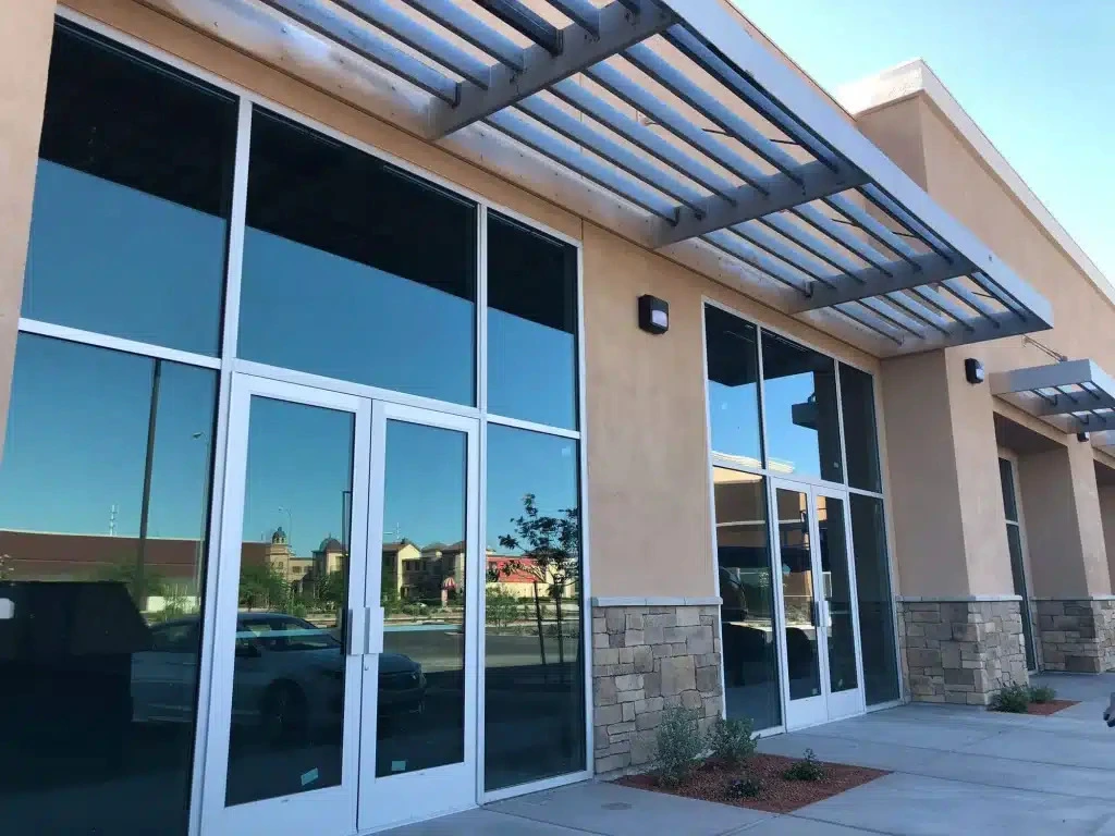 Newly installed glass entryway
